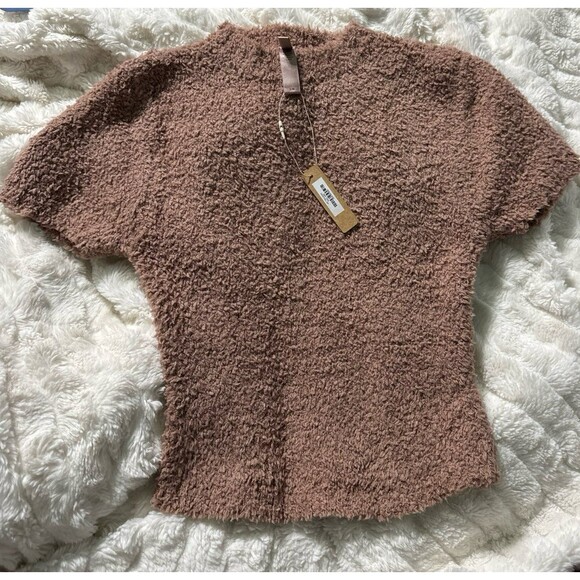 NWT SKIMS Cozy Knit Cropped T Shirt Rose Clay - Picture 4 of 5